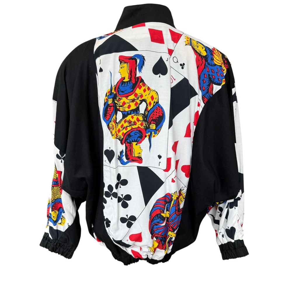 Lillie Rubin Vintage Playing Card Novelty Bomber Jacket Studded Black XS - Picture 7 of 10